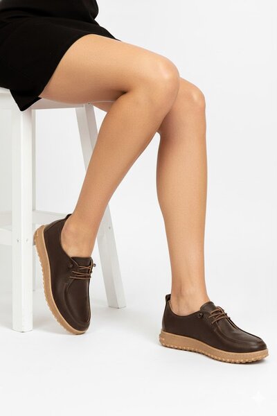 Ayakkabı Fuarı Elit ASSCL100 Γυναικεία παπούτσια casual από γνήσιο δέρμα καφέ