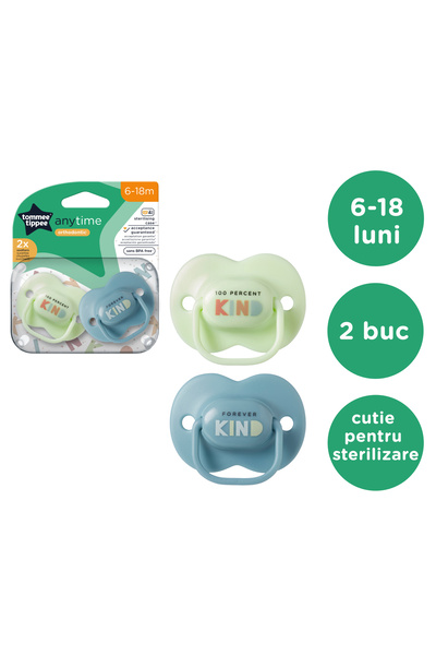 tommee tippee Suzeta ortodontica Anytime, 6-18 luni, 2 buc