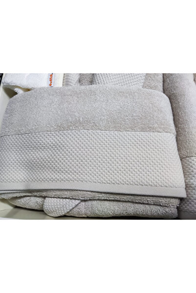 Özdilek Valioso Family Bathrobe Set 10 Pieces Beige Cream - Gold Glitter & Slippers Gift