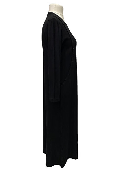 Giyinen Mağazaları Efsun Round Neck Pearl Embroidered Me Transitional I Corded Fabric Lbise