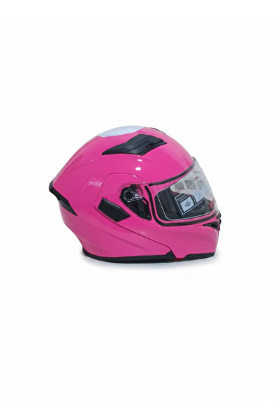 Hobbys JK902 Pembe Çene Açılır Güneş Vizörlü Lüks Kask