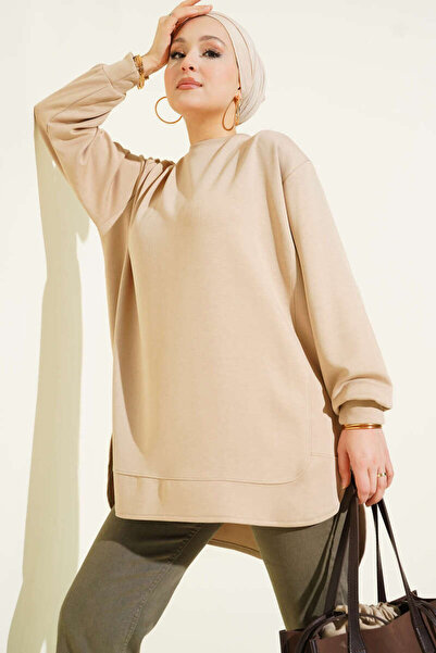 Smy moda Double Face Oval Cut Oversized Tunic