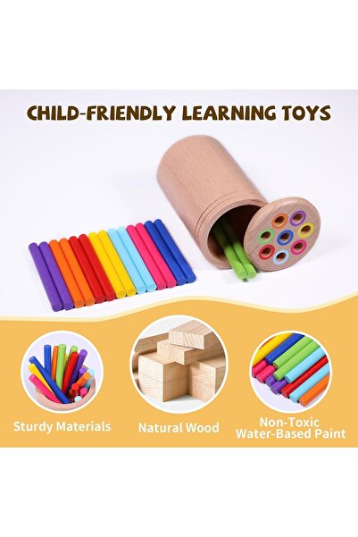 Generic Montessori Beech Wood Sorting Toy for Ages 1+, Portable with Storage Bag