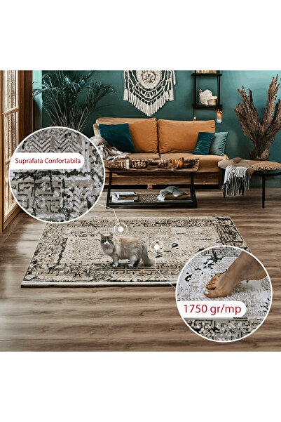 Brava Casa Carpet Viridi Harmonia, Living/Bedroom, Green, cream, gold, Underfloor heating, Yarn