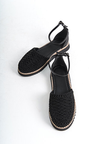 Redoxy Women's Comfortable Sole Elegant Patterned Ankle Strap Daily Open Ballerina Shoes