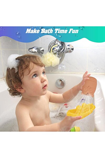 Generic Floating Bath Boat Toys, 9-piece Mold-Free Silicone Set for Ages 1-3, Bathtub & Pool Toys