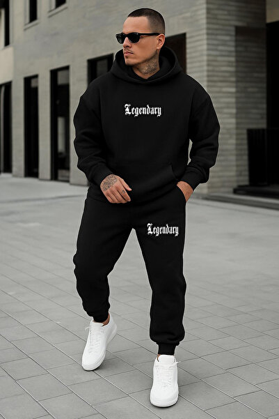 Rivox Unisex Black Combed Cotton Fabric Printed 2-Piece Set