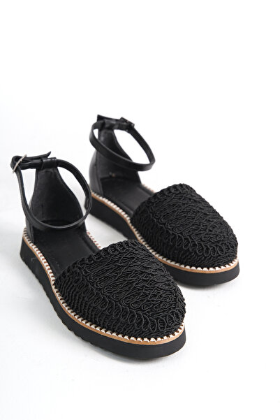 Redoxy Women's Comfortable Sole Elegant Patterned Ankle Strap Daily Open Ballerina Shoes