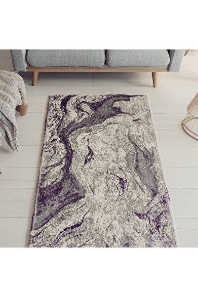 Brava Casa Lunar Swirl Carpet, Living Room/Bedroom, Purple and Cream, Underfloor Heating, Short Pile 10 mm