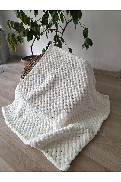 TANIŞ BEBE Alize Puffy Hand Knitted 85×85 cm Soft Baby Blanket – Handmade, Wa...
