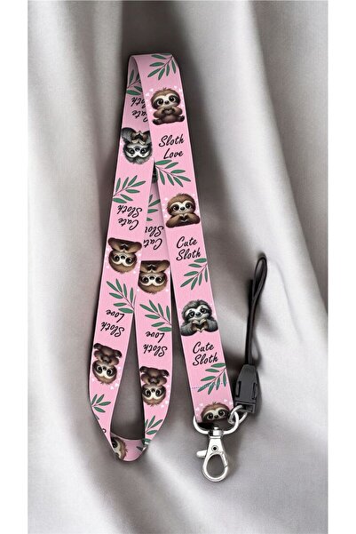 chic crazze Sevimli Tembel Hayvan (Sloth) Desenli Boyun Askısı Yaka Kartı Kim...