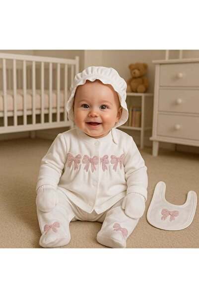 MİLAYS LİFE HOME COLLECTİON طقم ملابس للأطفال البنات من عمر 0-3 أشهر، مطرز بف...