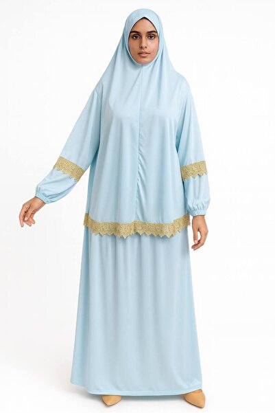 ALDAIYR Double Piece Women's Hijab Embroidered Prayer Dress Anti-Sweat Prayer Clothing