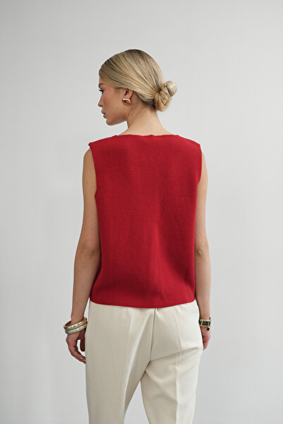 Molly Nelly Γυναικείο μαλακό πλεκτό κομψό αμάνικο γιλέκο με κουμπιά