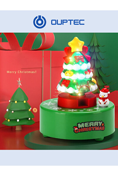 Ouptec Dönen Kardan Adam ve Noel Süslemeleri için Işıklı Ağaçlı Noel Ağacı Mü...