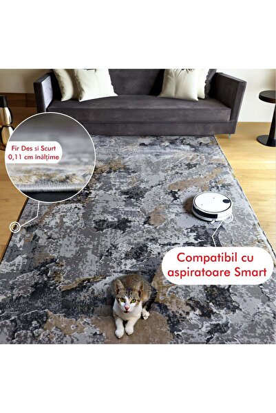 Brava Casa Nuvorix Carpet, Living Room/Bedroom, Grey, Cream Underfloor Heating, Short Pile 11 mm, Dimen