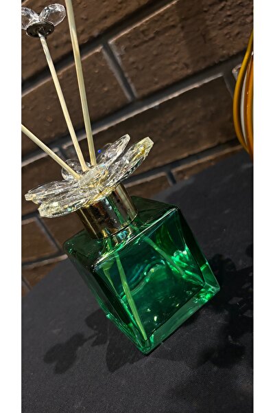 Kiri Dekoratif Kristal Cam Oda Koku Şişesi Yeşil-Gold