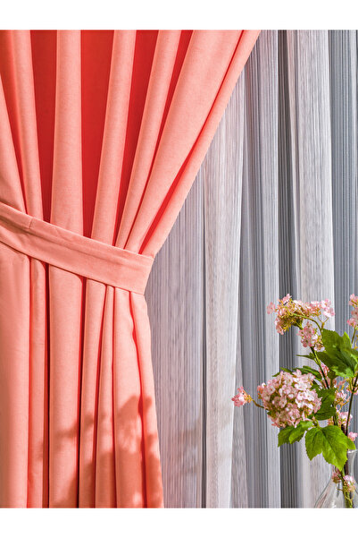 LUNETT HOME YAVRU AĞZI RENGİ ADA KADİFE SIK PİLELİ (1X3) PİLELİ FON PERDE TEK...