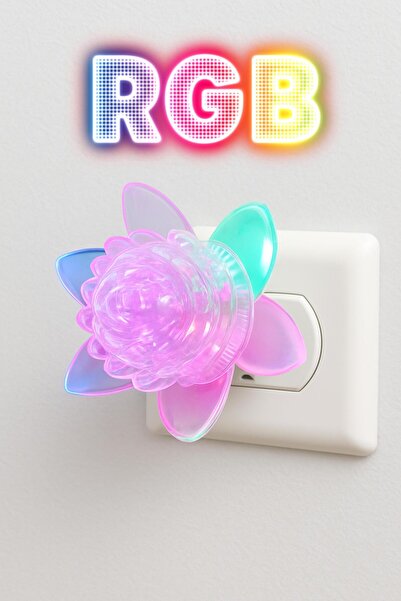 Telvesse RGB Gece Lambası Çiçek Tip ON/OFF Tuşlu Koridor Hol Işığı Uyuma Işığı Renkli Işık Beyaz GC06