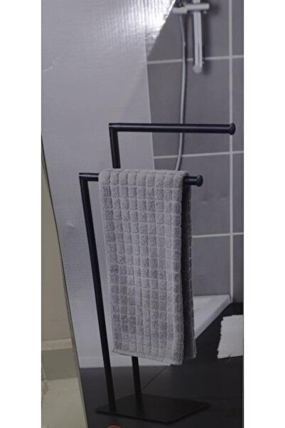 GBMOTION Siyah, Çelik Ayaklı Havlu Askılığı – Çift Kollu, Modern Tasarım, Ban...
