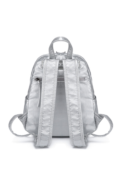 Hüvendo Barcelona Medium Size Multi-Pocket Soft Design Sports and Casual Women's Backpack Platinum