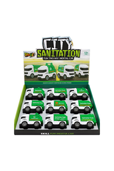 BaoBao Set de 9 camioane de gunoi mecanice City Sanitation, jucării pentru co...