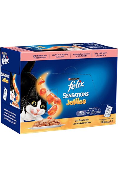 Generic Purina Felix Felix Sensations Jellies Salmon and Tomato Flavors 85g (Pack of 12)