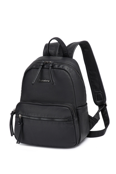 Hüvendo Barcelona Medium Size Multi-Pocket Soft Design Sports and Casual Women's Backpack Black