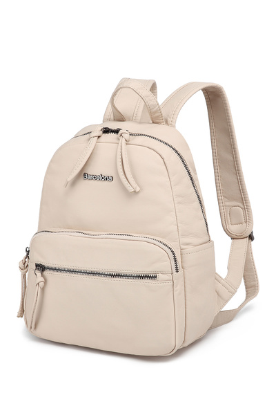 Hüvendo Barcelona Medium Size Multi-Pocket Soft Design Sports and Casual Women's Backpack Beige