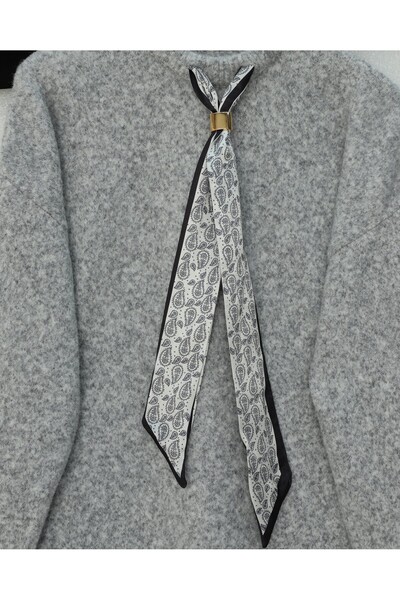 Modamorfo Pulover tricotat moale cu eșarfă - Gri deschis