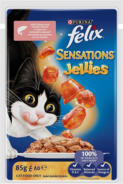 Generic Purina Felix Felix Sensations Jellies Salmon and Tomato Flavors 85g (Pack of 12)