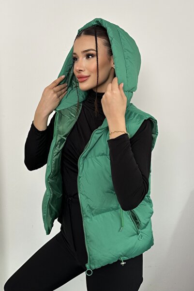 moda armanc Γυναικείο κοντό πουπουλένιο γιλέκο με κουκούλα – Πουπουλένιο, χειμερινό, αθλητικό casual, αδιάβροχο