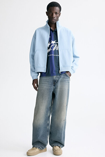 H&M Fermuarlı Kısa ve Geniş Sweatshirt Loose Fit