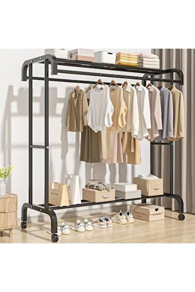 PORKY Shop Metal Double Bar Wardrobe, Clothes Rack 70kg, Shoe Rack and Storage 150x109x50cm