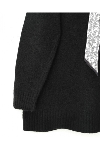 Modamorfo Pulover tricotat moale cu eșarfă -Negru