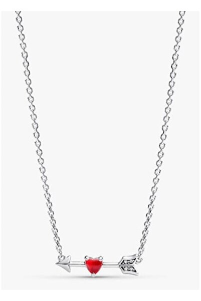 Pandora Colier cu pandantiv tip sageata si inima rosie Murano - Argint 925