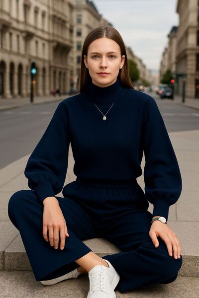 MAY MARA 2-piece fisherman collar knitwear set