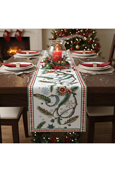 tarzınısec Yılbaşı Temalı Dijital Baskılı Runner Örtüsü Christmas 40x140 cm