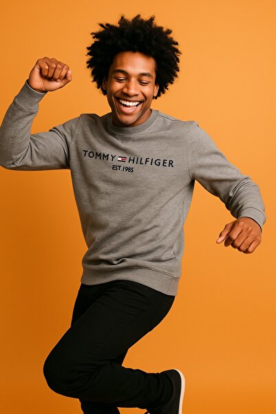 Tommy BİSİKLET YAKA GRİ SWEATSHİRT