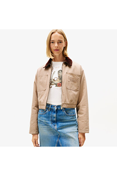 Tommy Hilfiger Tommy Jeans Padded Crop Coach Kadın Kahverengi Ceket