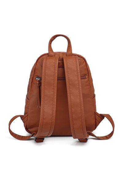 Hüvendo Barcelona Medium Size Multi-Pocket Soft Design Sports and Casual Women's Backpack Brown