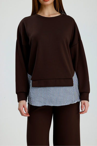 VOICTEC Women's Modal Fabric Soft Touch Shirt Paneled Sweat Pants Double Set