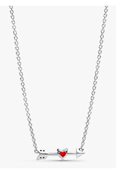 Pandora Colier cu pandantiv tip sageata si inima rosie Murano - Argint 925