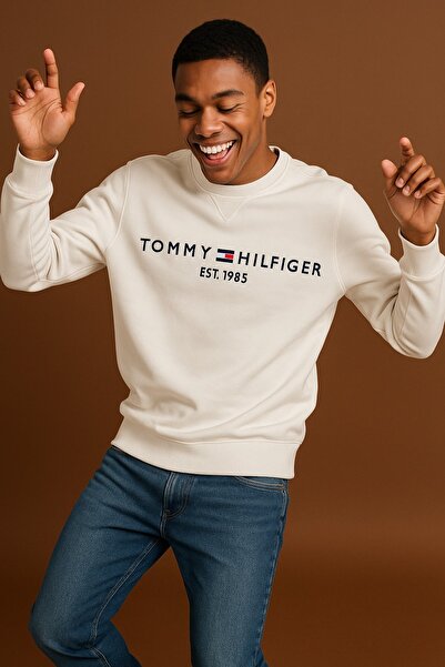 Tommy BİSİKLET YAKA BEYAZ SWEATSHİRT