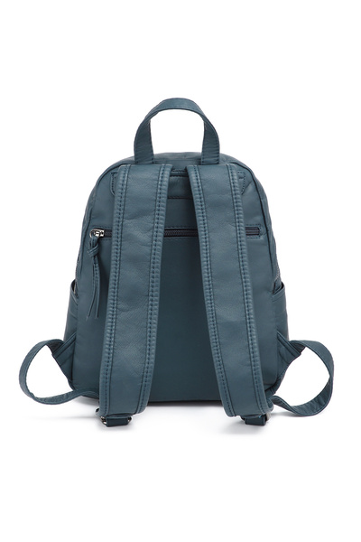 Hüvendo Barcelona Medium Size Multi-Pocket Soft Design Sports and Casual Women's Backpack Jeans Blue