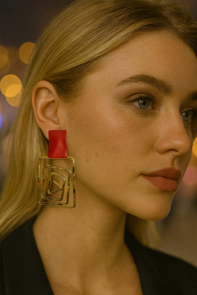 PaminBags Aksesuar أقراط كبيرة بتصميم هندسي LNS007