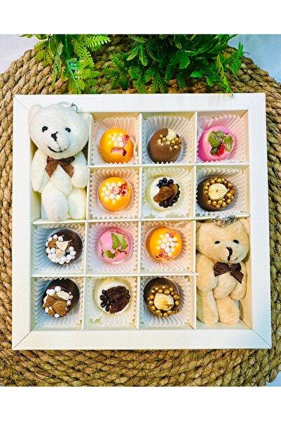 amorartısanchocolate Peluş Ayıcıklı 12’li El Yapımı Belçika Çikolatası Bonbon...