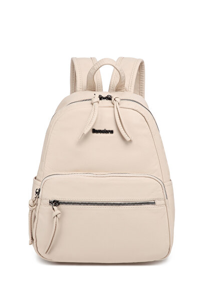 Hüvendo Barcelona Medium Size Multi-Pocket Soft Design Sports and Casual Women's Backpack Beige