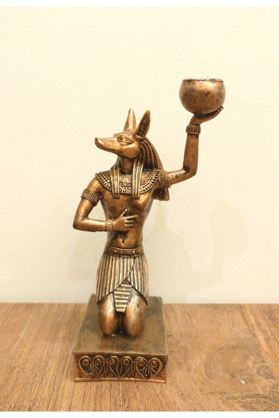 Antioch Art And Design Antik Mısır Tanrısı Anubis Şamdan Biblo Çakal Başlı An...