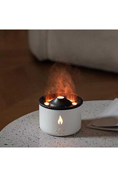 PORKY Shop Ultrasonic Aromatherapy Humidifier 300ml, LED Flame and Volcano Effect, Remote